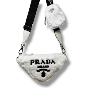 PRADA TRIANGLE SPUGNA BIANCA